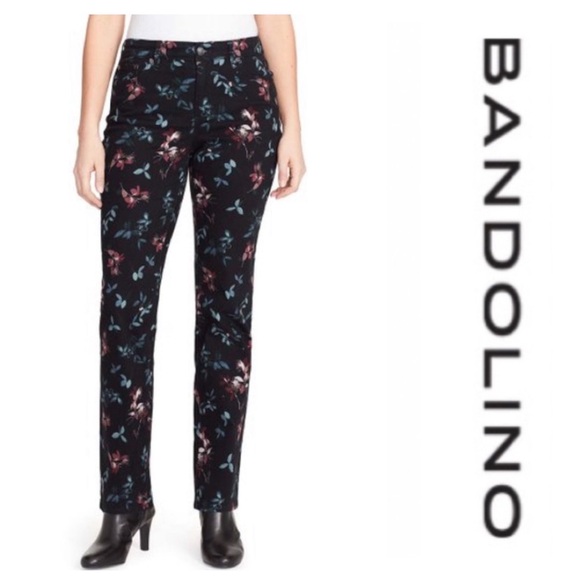 Black Floral “Amy” Straight Leg Jeans { Bandolino } - Picture 11 of 11